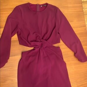 Zara long sleeve cut out knot dress
